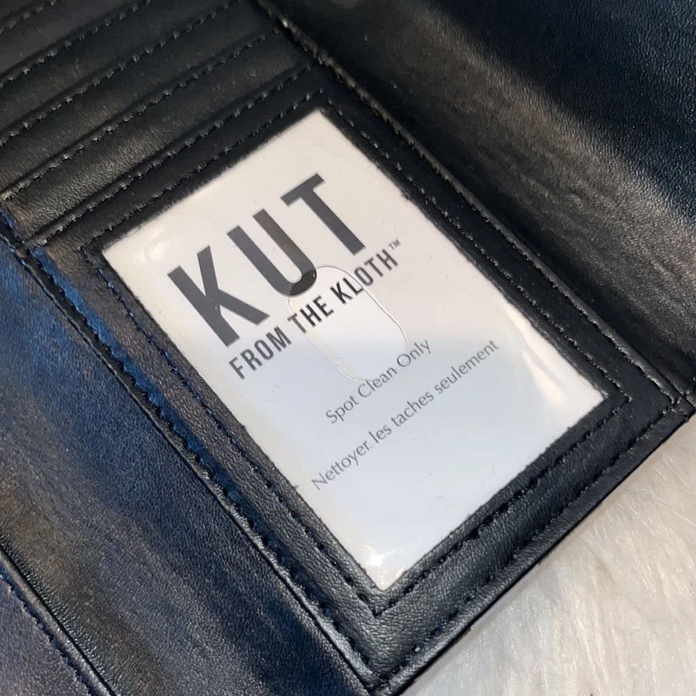 Black white striped Kut from the Kloth tri fold snap wallet like new